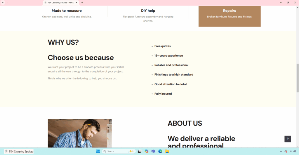 PSH Carpentry website picture